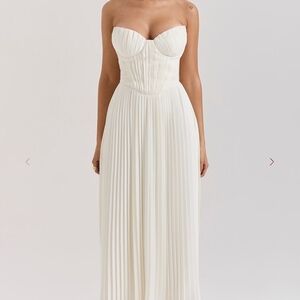 House Of CB Amorata Ivory Pleated Maxi Dress